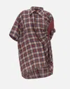 Vivienne Westwood Deconstructed Tartan Shirt Tulle Insert In Multi
