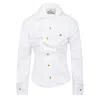 Vivienne Westwood Distorted Silhouette White Cotton Shirt With Asymmetrical Hem In White