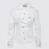 Vivienne Westwood Distorted Silhouette White Cotton Shirt With Asymmetrical Hem In White