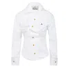 Vivienne Westwood Distorted Silhouette White Cotton Shirt With Asymmetrical Hem In White