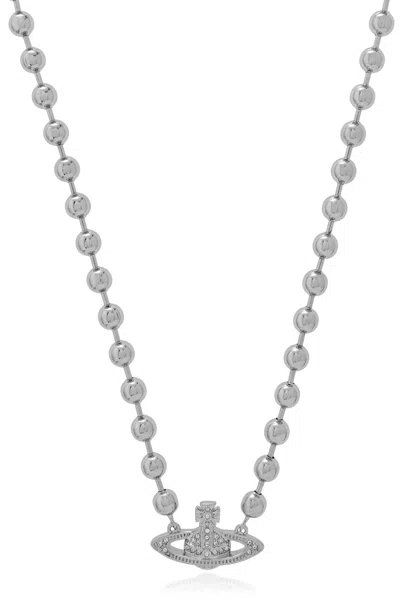 Vivienne Westwood Short Necklace With Shimmering Crystals In Metallic