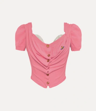 Vivienne Westwood Bea Corset Cardigan Org. Mako' Cotton Petunia-pink 40 Women