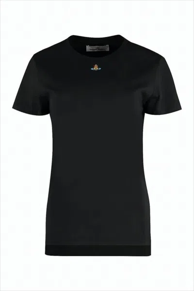 Vivienne Westwood Short-sleeve Black T-shirt With Colorful Emblem