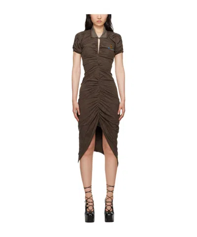 Vivienne Westwood Pulling Dress Organic Cotton Khaki-brown L Women In Green