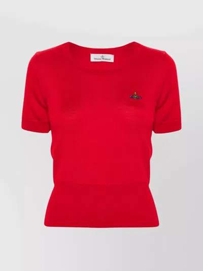 VIVIENNE WESTWOOD SHORT SLEEVE KNIT TOP WITH RIBBED HEM