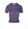 Vivienne Westwood Short-sleeve Wool-silk Blend Top With Round Neckline In Purple