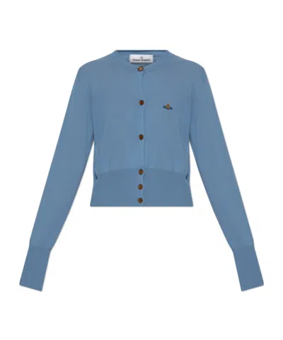 Vivienne Westwood Short-sleeved Knitted Cardigan In Blue
