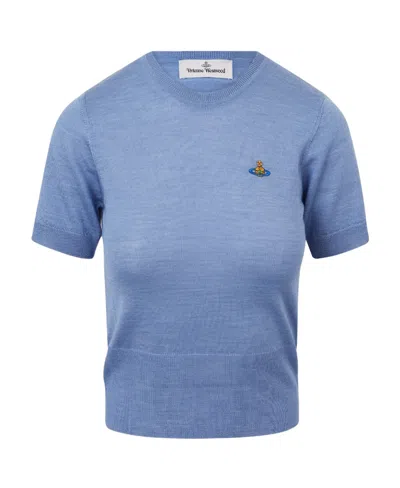 Vivienne Westwood Short-sleeved Knitted T-shirt In Blue