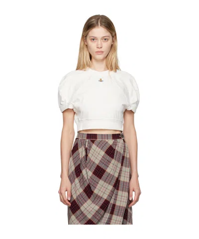 Vivienne Westwood White Cropped Football T-shirt In A407 White