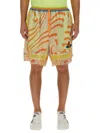 Vivienne Westwood Print Mesh Shorts With Fringed Hem