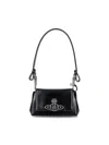 Vivienne Westwood Rectangular Black Handbag With Silver Emblem In Black