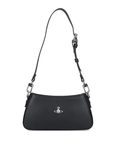 Vivienne Westwood Tasha Shoulder Phone Bag Faux Leather Black-3d-orb