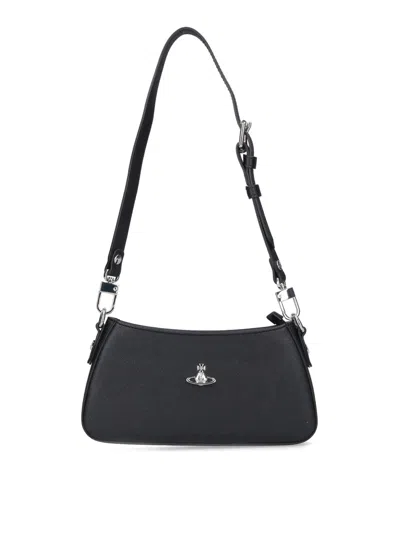 Vivienne Westwood Tasha Shoulder Phone Bag Faux Leather Black-3d-orb