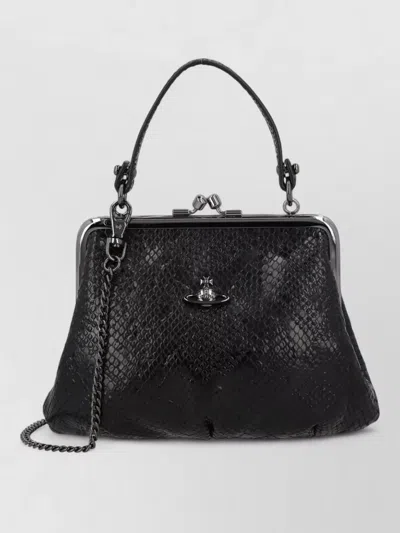Vivienne Westwood Shoulder Bag Chain Strap Metal Frame In Black