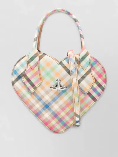 Vivienne Westwood Shoulder Bag Checkered Pattern Heart Shape Handles In Multi