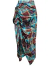 Vivienne Westwood Panther Tartan Gathered Midi Skirt In Blue