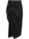 Vivienne Westwood Draped Asymmetrical Wool Skirt Ruffle In Brown