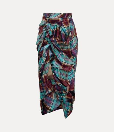 VIVIENNE WESTWOOD SIDE PANTHER SKIRT VISCOSE MULTI TARTAN PATTERN 38 WOMEN