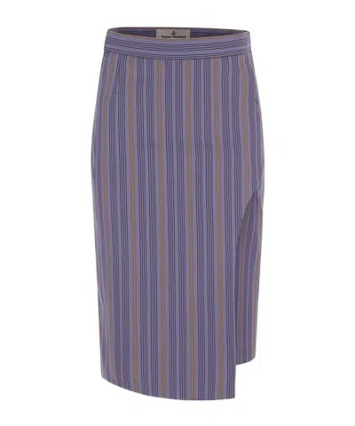 Vivienne Westwood Side-slit Striped Skirt In Gray