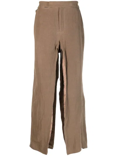 Vivienne Westwood Side-slits Flared Trousers In Brown
