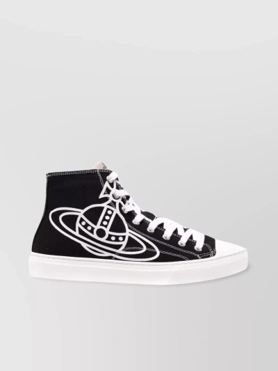 VIVIENNE WESTWOOD SIGNATURE GRAPHIC PRINT HIGH-TOP CANVAS SNEAKERS