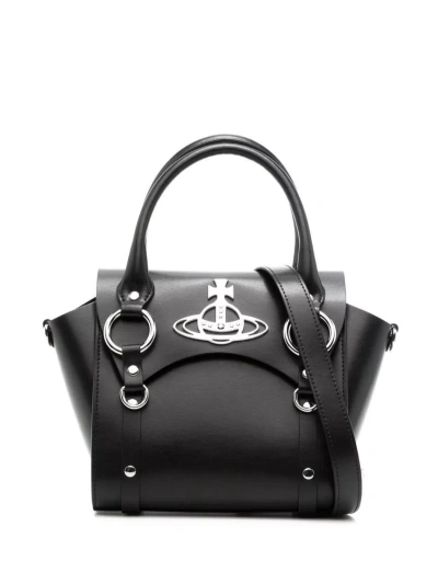 Vivienne Westwood Signature Leather Shoulder Bag With Long Handles In Grey