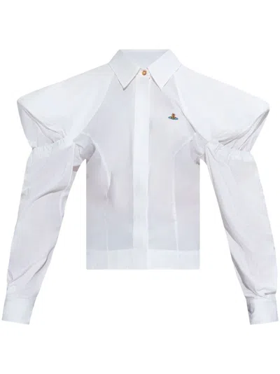 Vivienne Westwood Signature Orb Logo-embroidered Cotton Shirt In A401 White