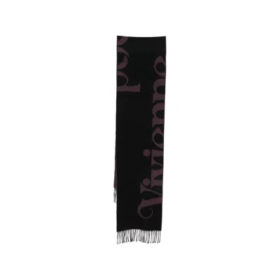 Vivienne Westwood Signature Orb-embroidered Wool Scarf In Metallic
