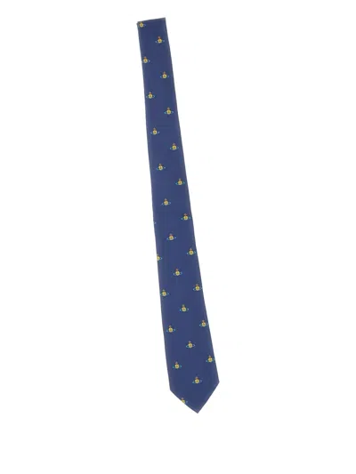 Vivienne Westwood Silk Tie In Blue