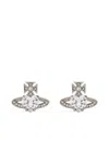 Vivienne Westwood Ariella Heart-shaped Stone Earrings Accessories In Platinum/white Cz/crystal