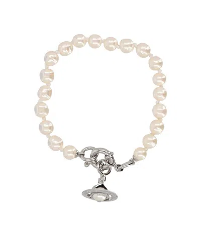 Vivienne Westwood Silver Aleksa Pearl Bracelet In White