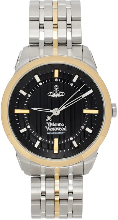 Vivienne Westwood Silver & Black East End Watch In Black & Silver/gold