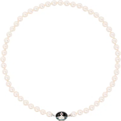 Vivienne Westwood Silver & Black Loelia Necklace In Ss22-p145