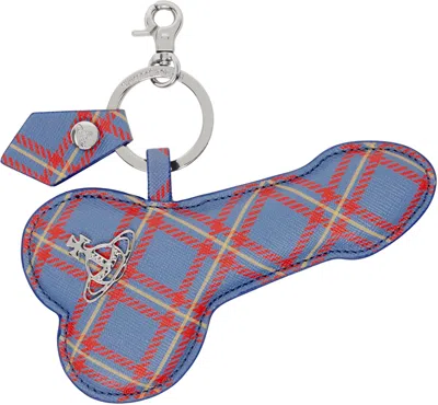 Vivienne Westwood Silver & Blue Flat Penis Keychain In Ss25-k302