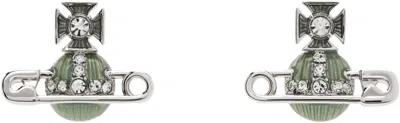 Vivienne Westwood Silver & Blue Kitty Earrings In Ss25-p574