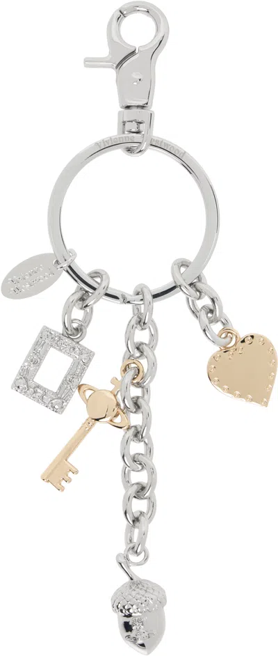 Vivienne Westwood Multi Charm Keyring In P404 Silver