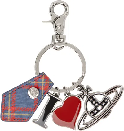 Vivienne Westwood Silver & Multicolor 'i Love Orb' Keychain In Ss25-k302