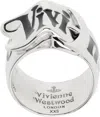 Vivienne Westwood Silver Belt Ring In P107 Platinum/blac