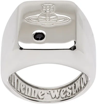 Vivienne Westwood Silver Carlo Ring In Platinum
