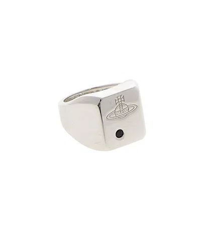Vivienne Westwood Silver Carlo Ring In White