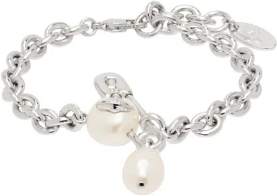 Vivienne Westwood Silver Claude Small Bracelet In P103 Platinum/crea