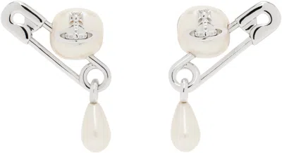 Vivienne Westwood Silver Claude Small Stud Earrings In P103 Platinum/crea
