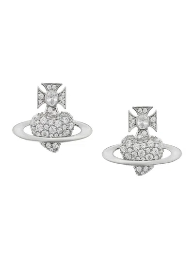Vivienne Westwood Silver Crystal Embellishments Earrings In Metallic