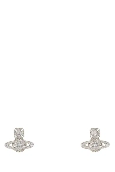 Vivienne Westwood Silver Crystal Stud Earrings