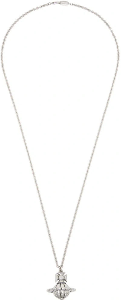 Vivienne Westwood Silver Denver Orb Pendant Necklace In Platinum