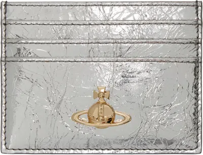 Vivienne Westwood Silver Flat Metallic Crinkle Card Holder