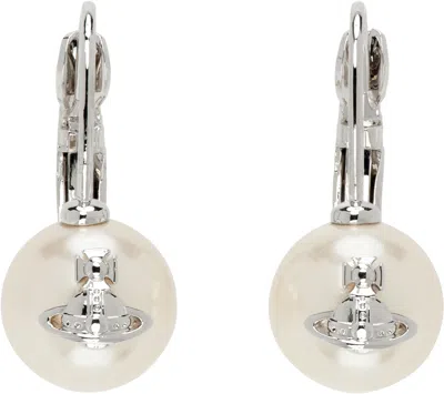 Vivienne Westwood Silver Gia Drop Earrings In P103 Platinum/crea