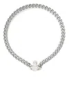 Vivienne Westwood Link Chain Crystal Necklace Polished Finish In Silver