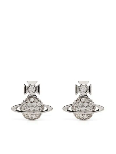 VIVIENNE WESTWOOD SILVER LOGO STUD EARRINGS