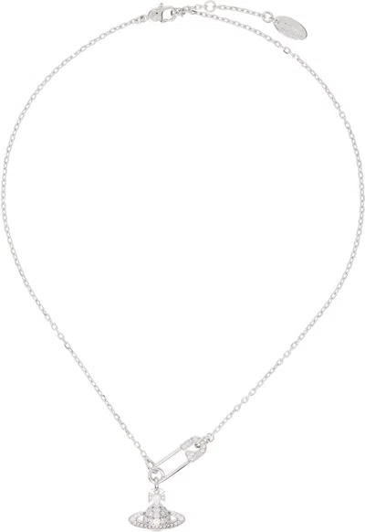 Vivienne Westwood Silver Lucrece Pendant Necklace In P102 Platinum/whit